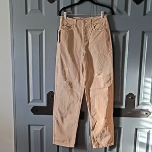 wild fable High-Rise Jeans in Light Tan with Knee Distress